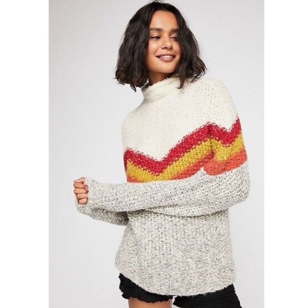 Free people striped sweater chevron tunic sweater size large